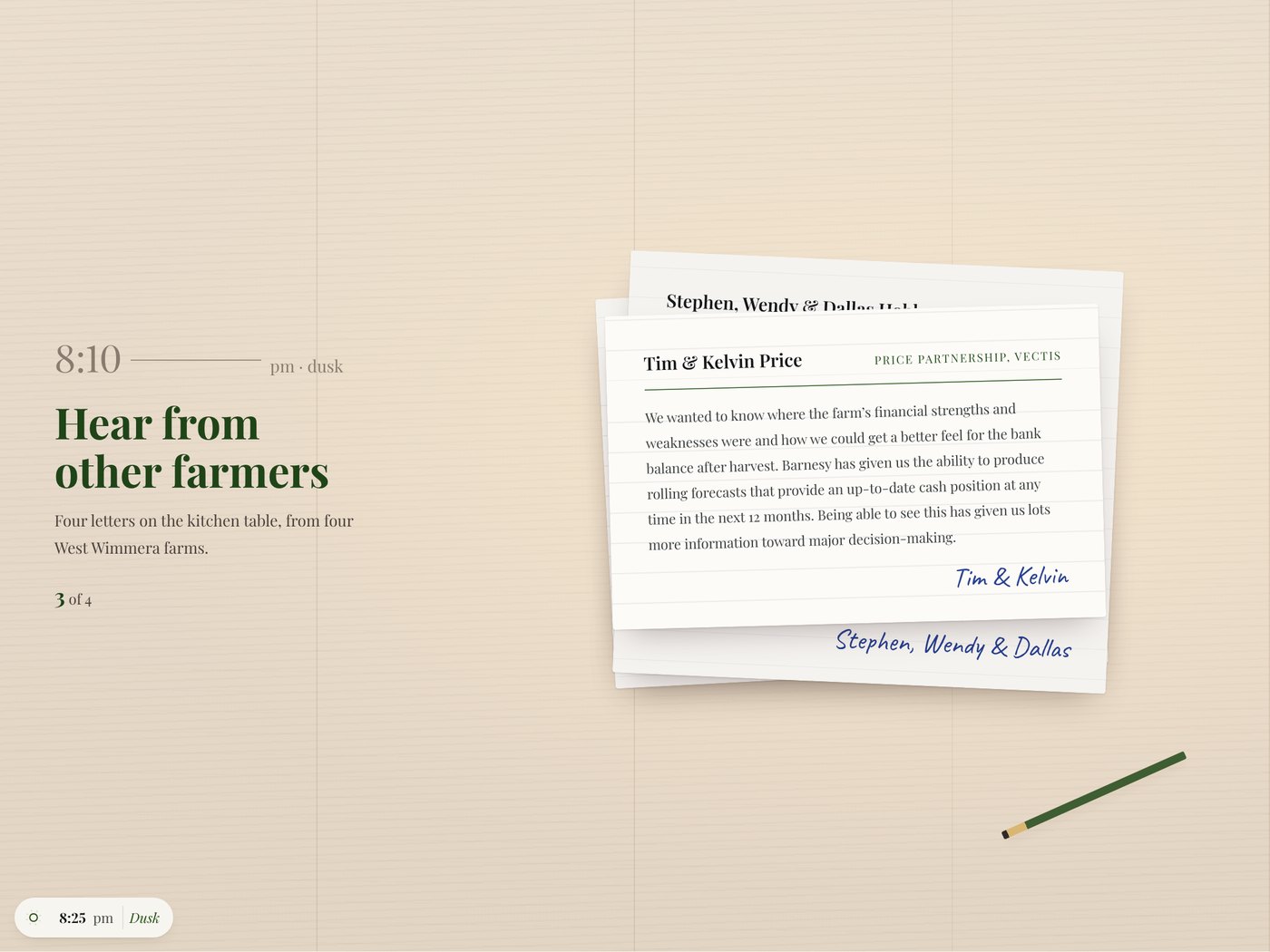 Services page with the farm financial fitness assessment and service list